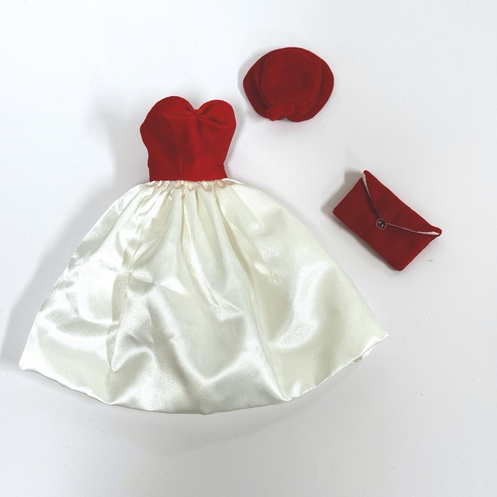 Barbie Doll 1998 Repro Silken Flame  Cocktail Dress, Hat, And Purse